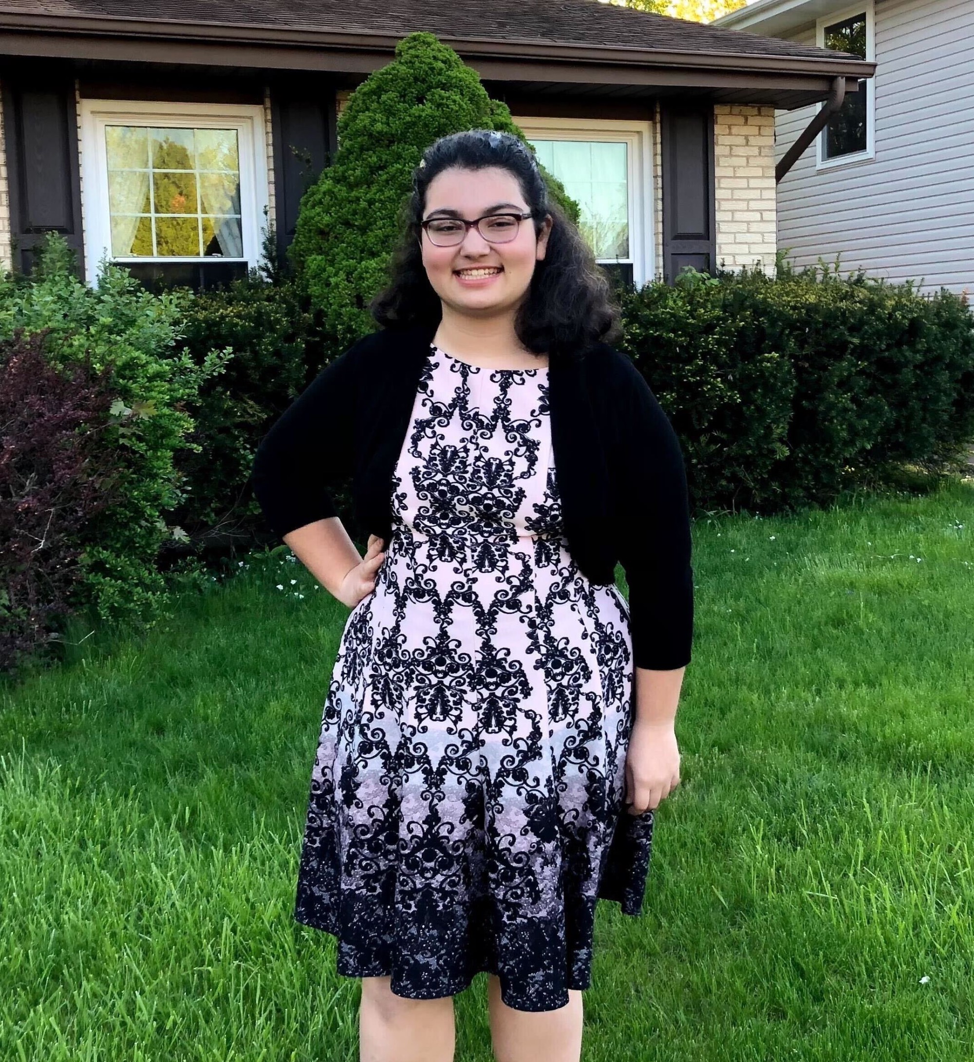 Girl in a front yard